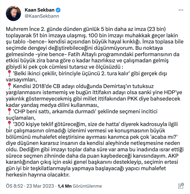 kaan sekban dan dikkat ceken muharrem ince analizi secimde dengeleri degistirebilecegine inanmiyorum